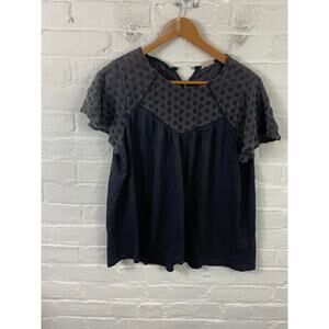 FatFace Women's Regular Fit Tunic Blouse Cap Sleeve Solid Black Size 14